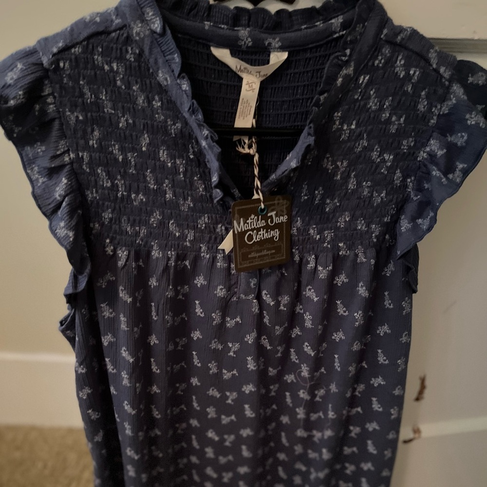 Matilda Jane Navy Blue Ruffle Top No Tags